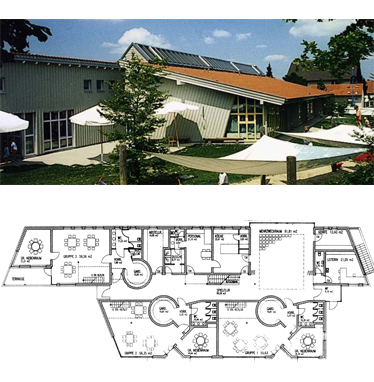 Kindergarten Trostberg, Umsetzung von Architekt Namberger aus Traunstein, Ansicht 1